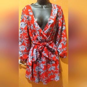 Floral Wraparound Dress Size Large L